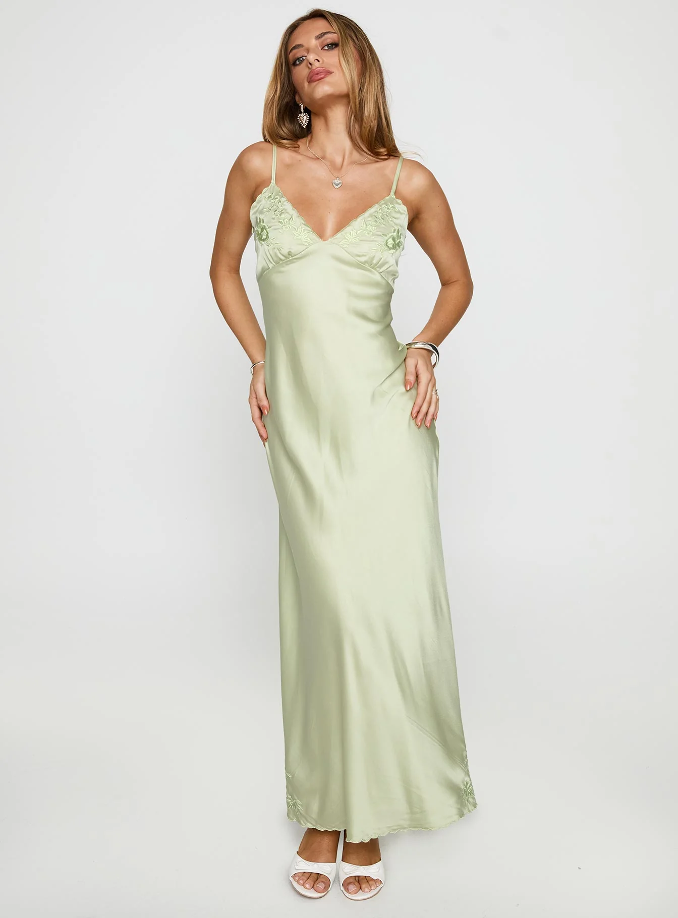 Cyrielle Embroidered Maxi Dress Sage