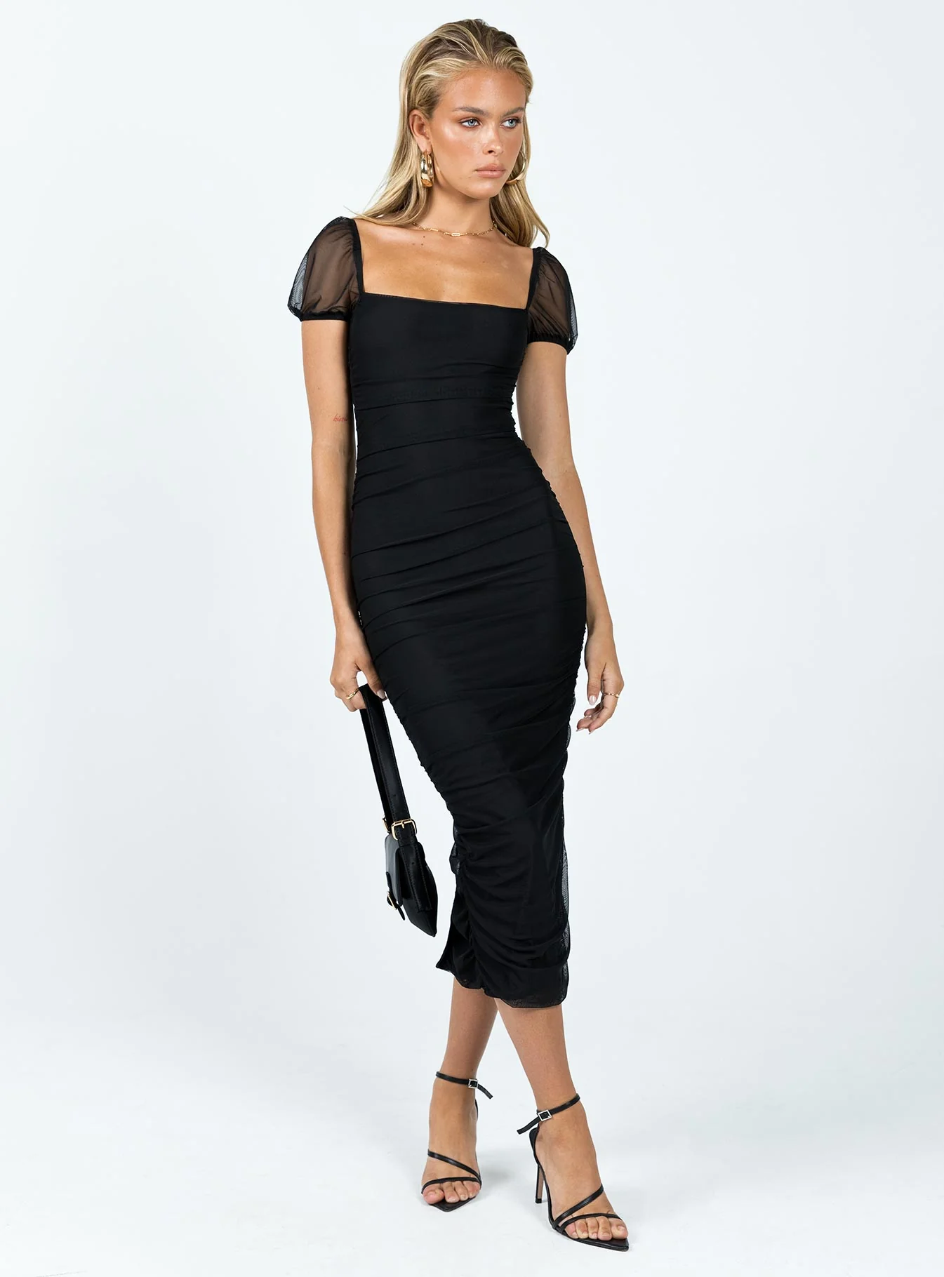 Charvi Short Sleeve Midi Dress Black