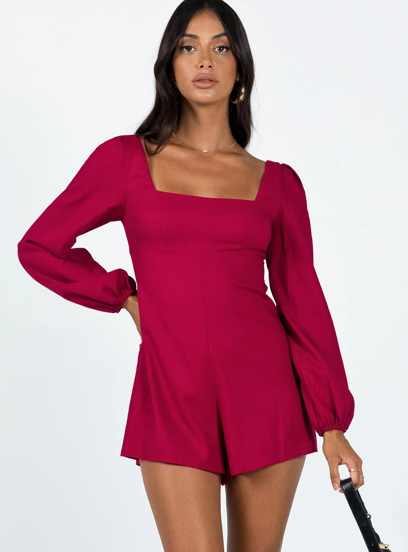 Hastings Long Sleeve Romper Burgundy