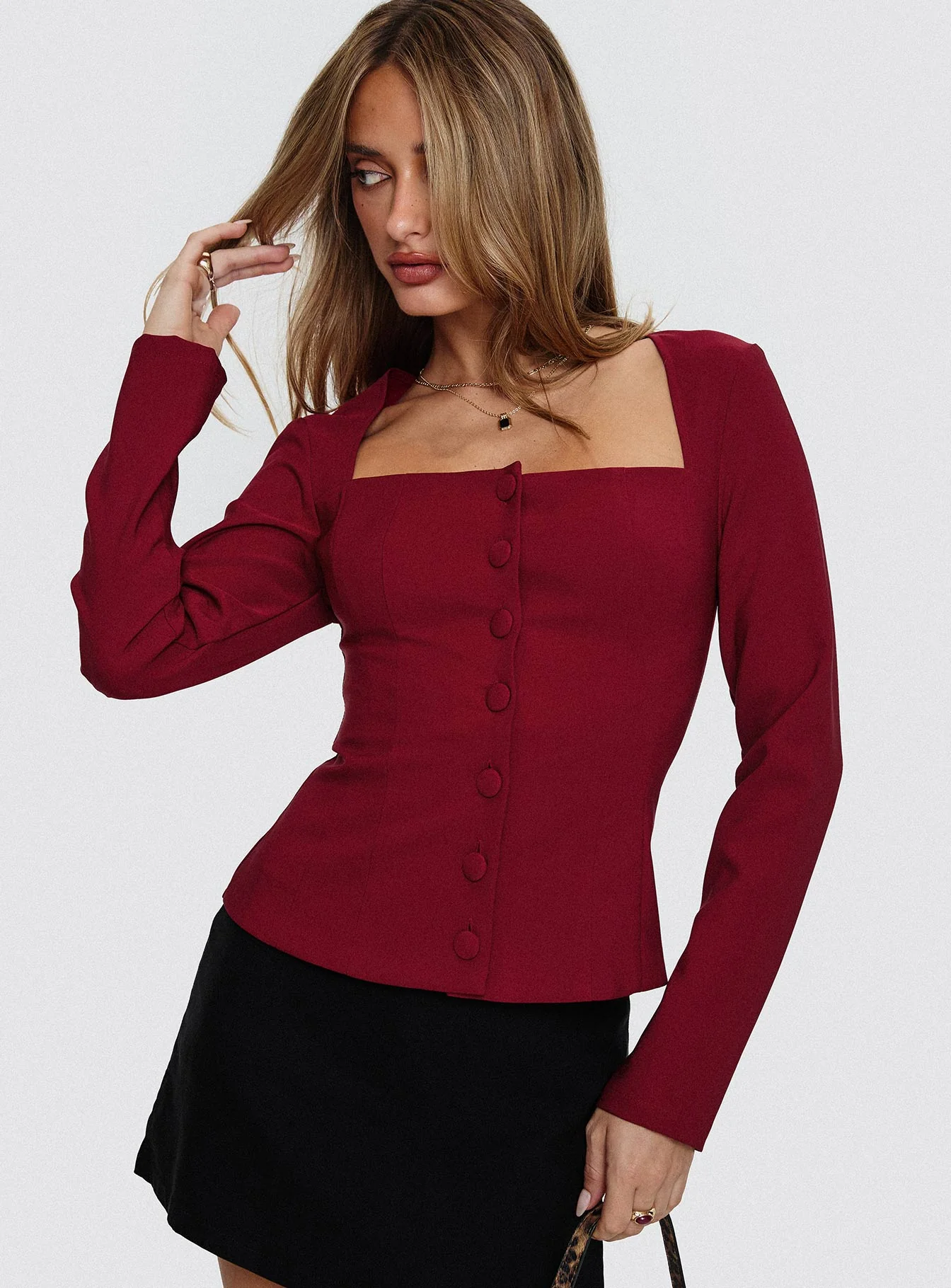 Gaskin Long Sleeve Top Burgundy