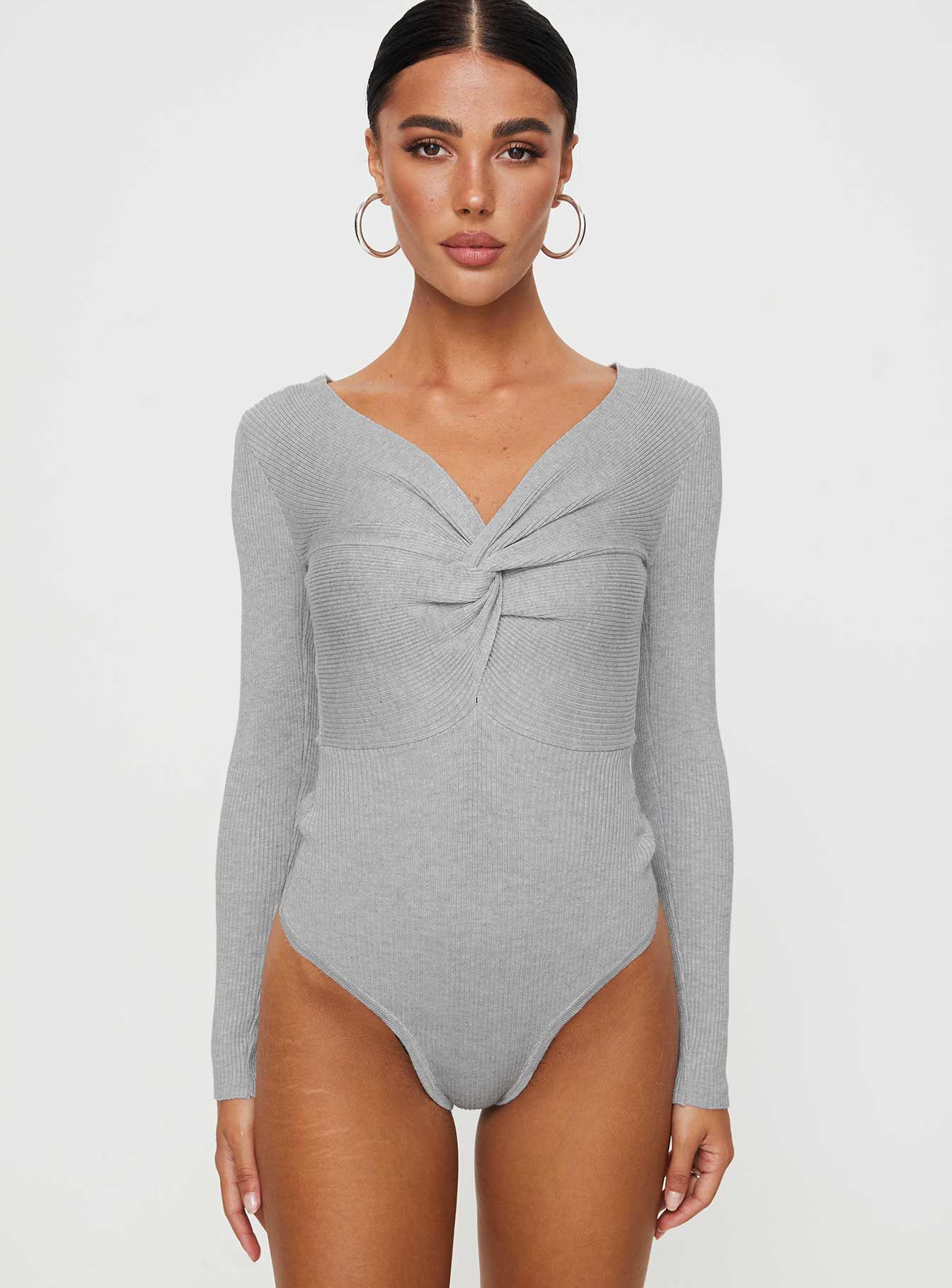 Dimitra Twist Bodysuit Grey