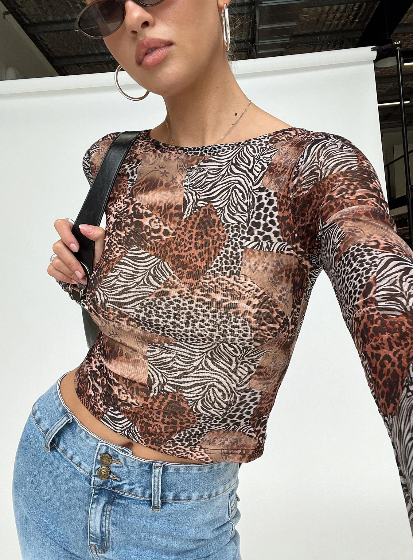 Tied In Long Sleeve Top Leopard