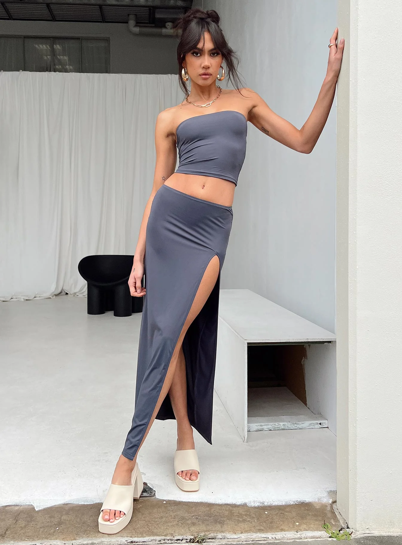 Lowell Maxi Skirt Grey