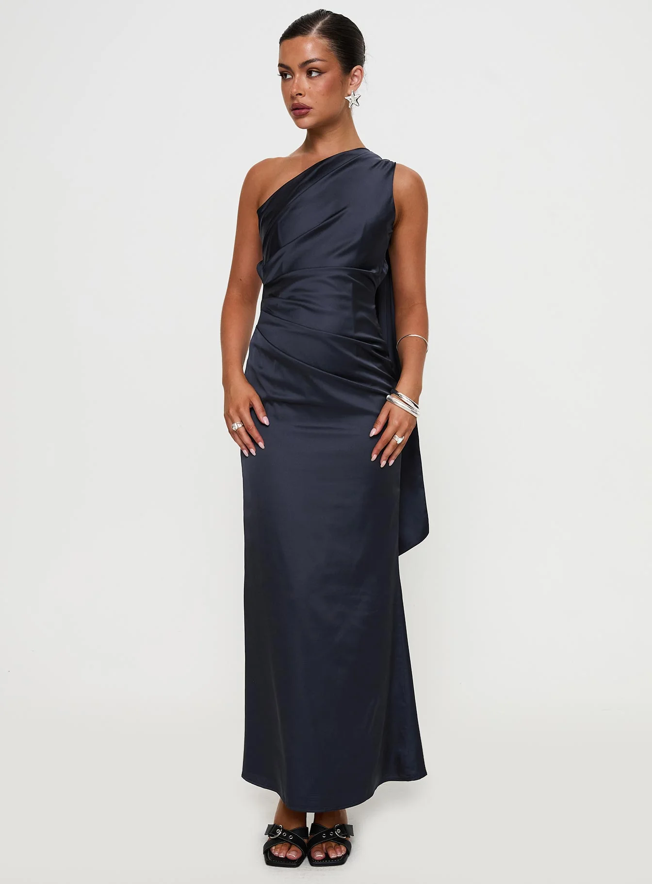 Dulcia One Shoulder Maxi Dress Blue