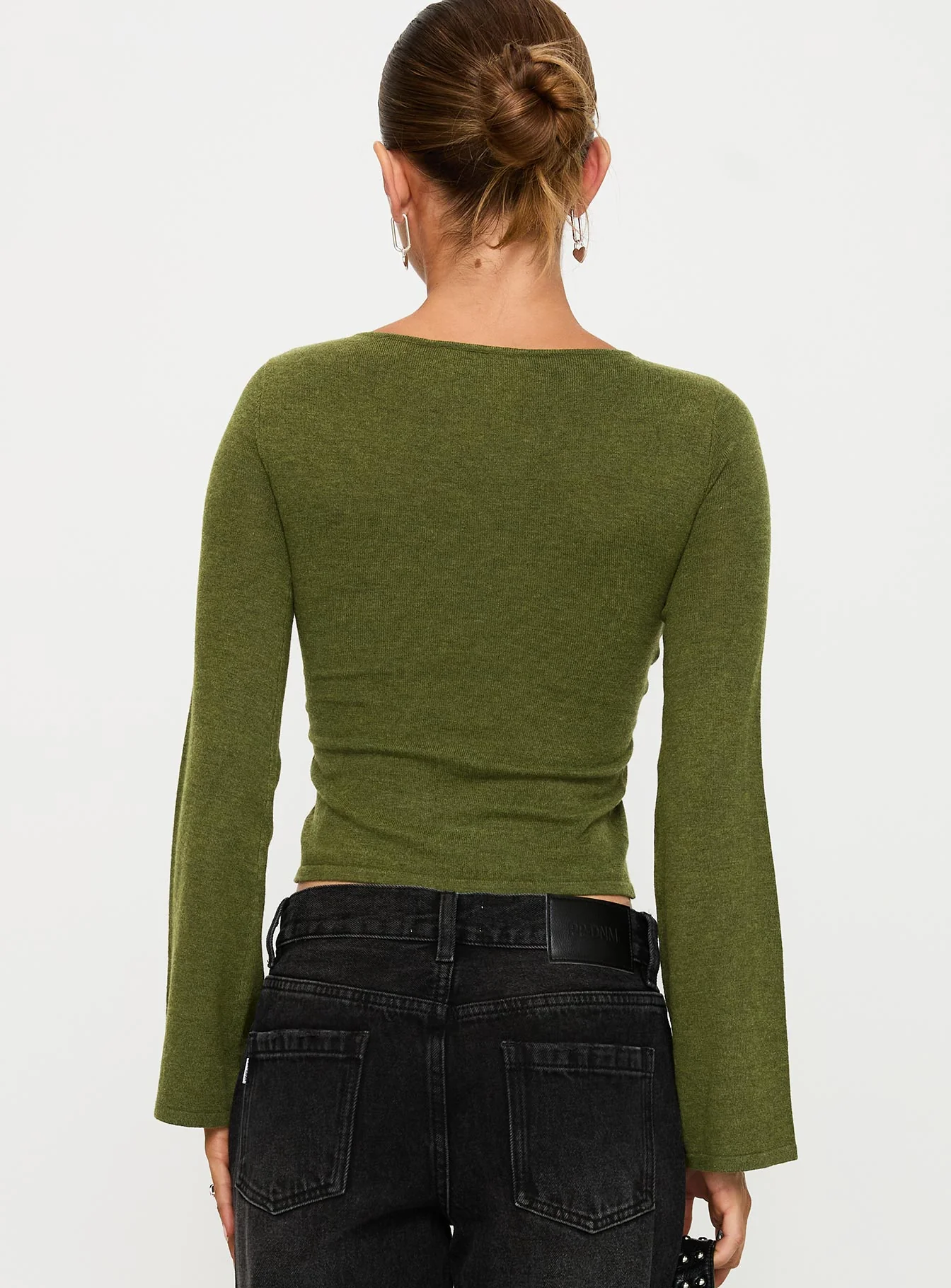 Giordani Long Sleeve Twist Top Moss Green