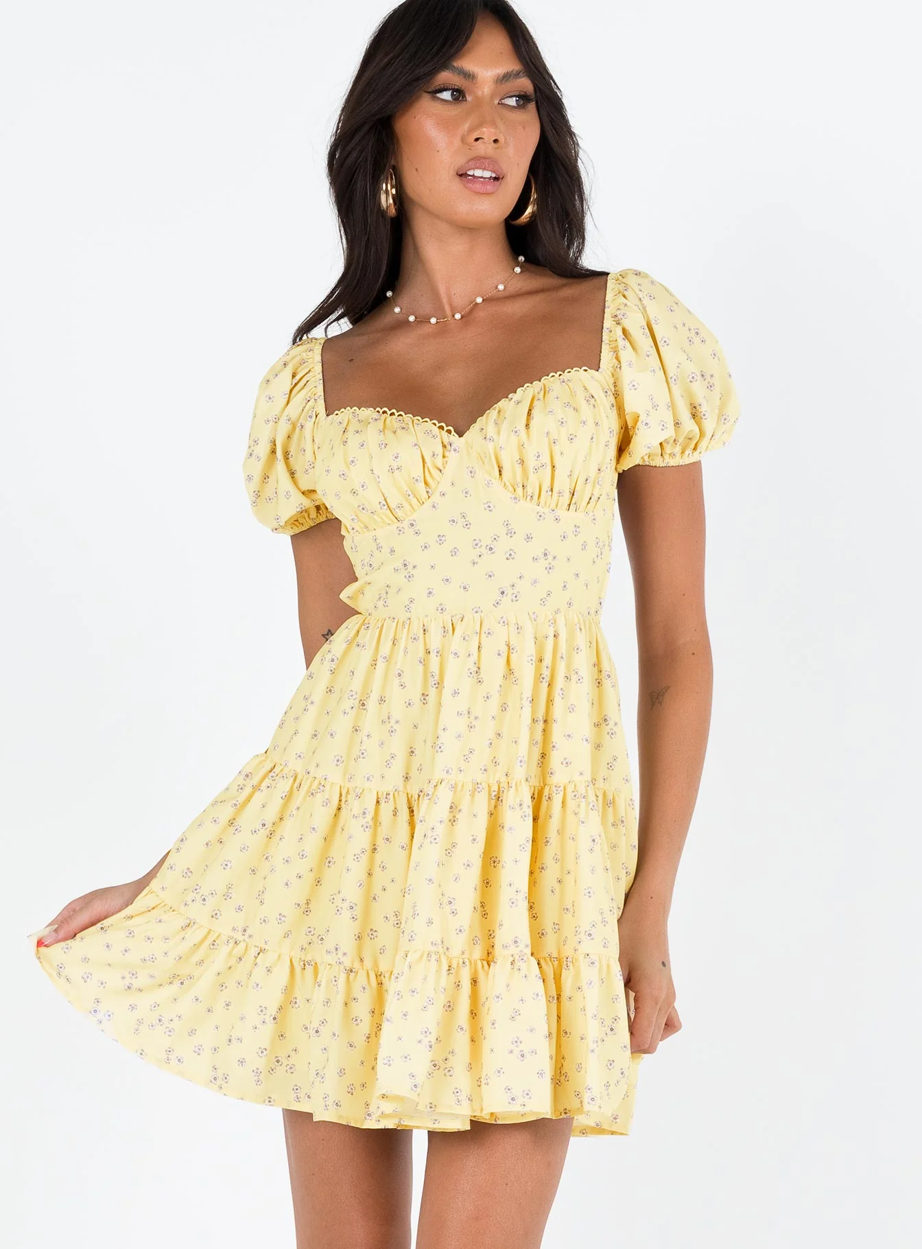 Danny Mini Dress Yellow Floral