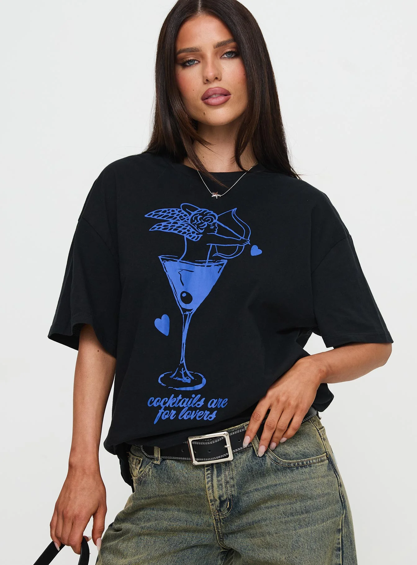 Cocktail Hour Oversized Tee Black