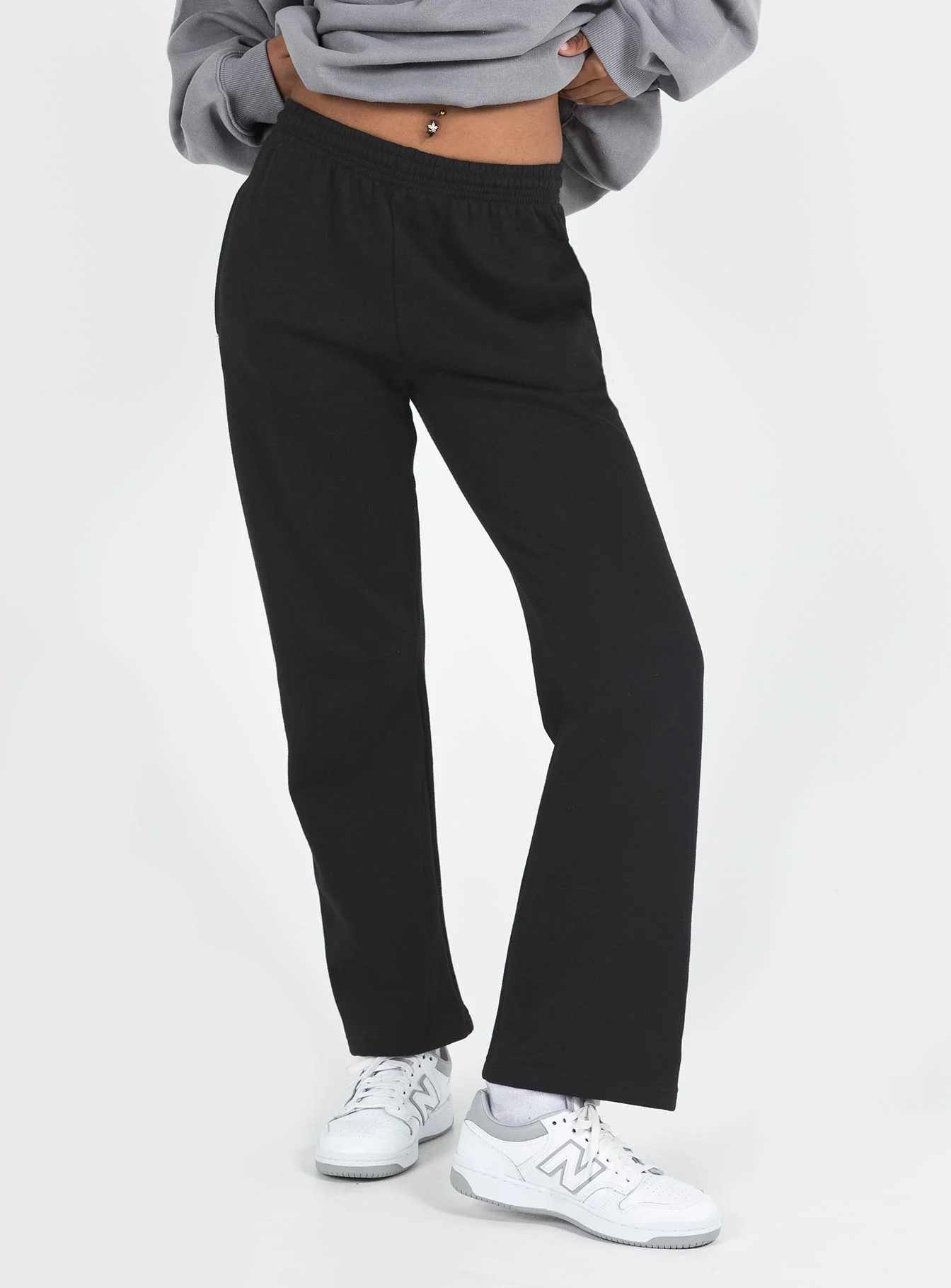 Arya Straight Leg Track Pants Black