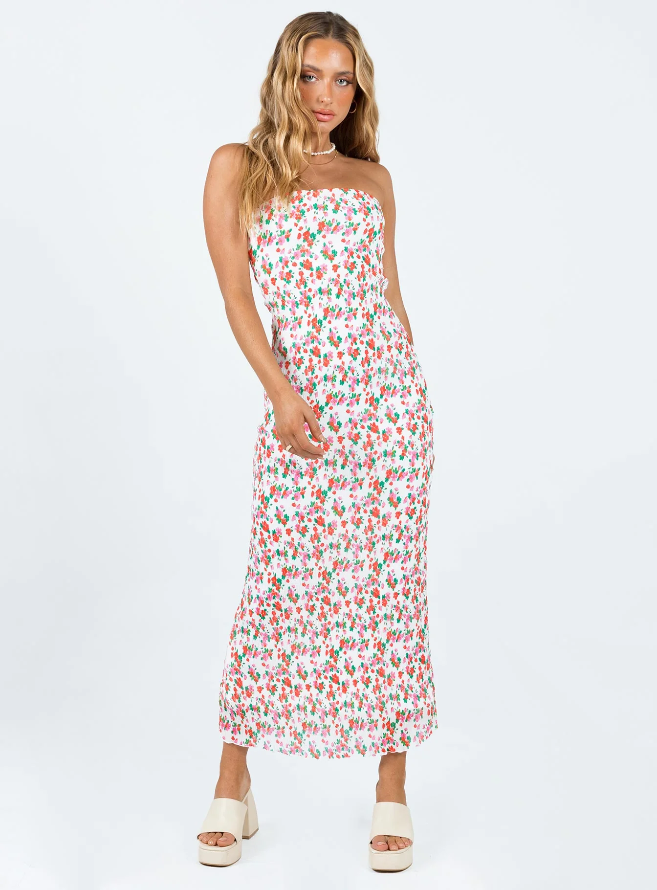Tiarna Strapless Midi Dress Floral