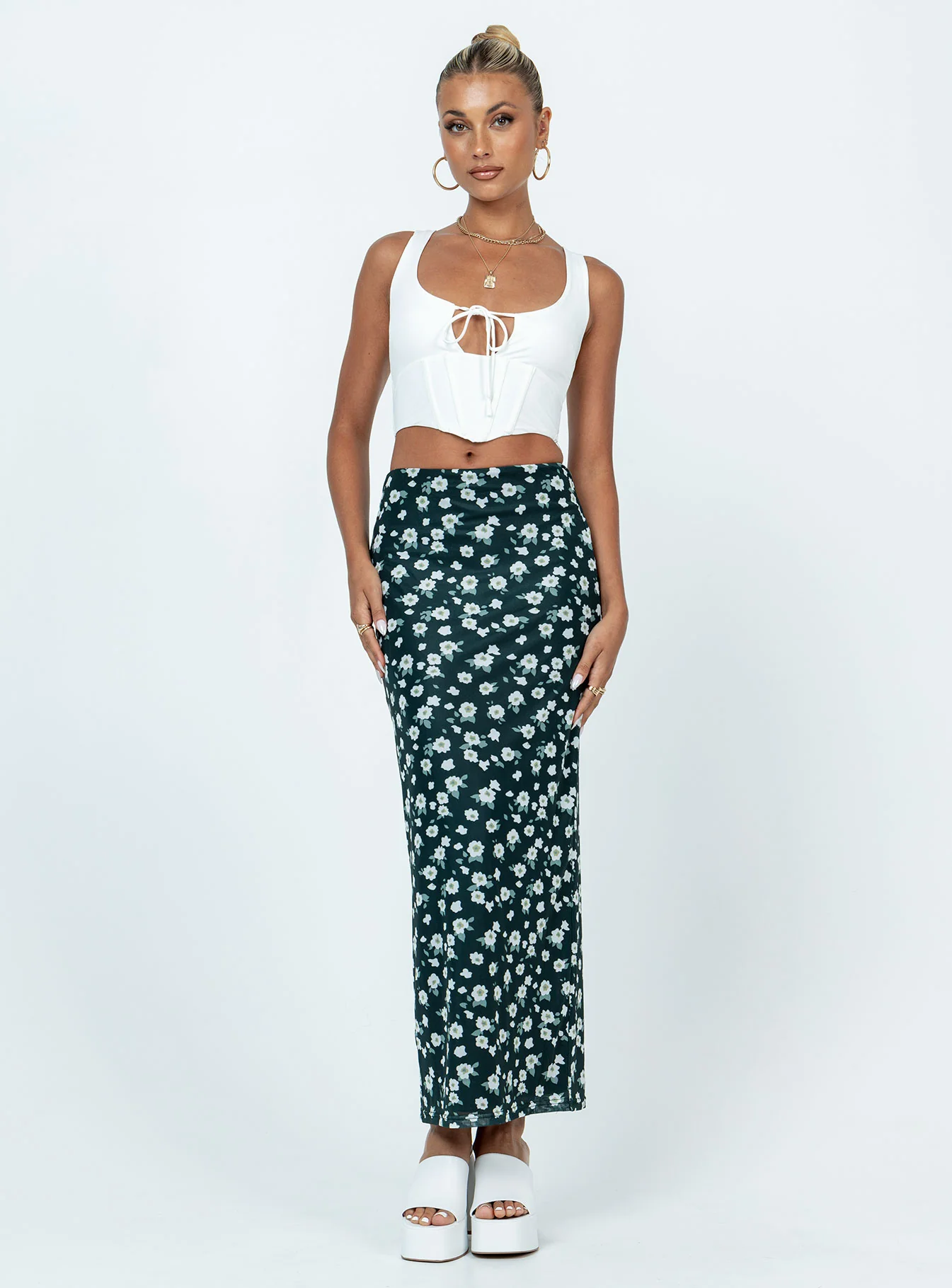 Knox Maxi Skirt Black Floral