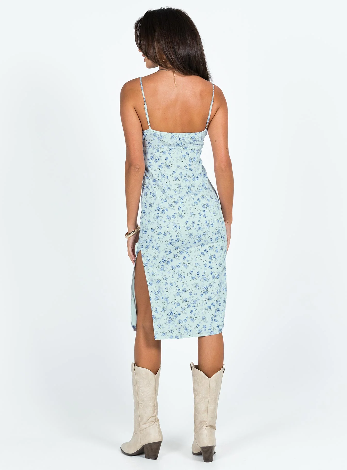 Noda Midi Dress Blue Floral