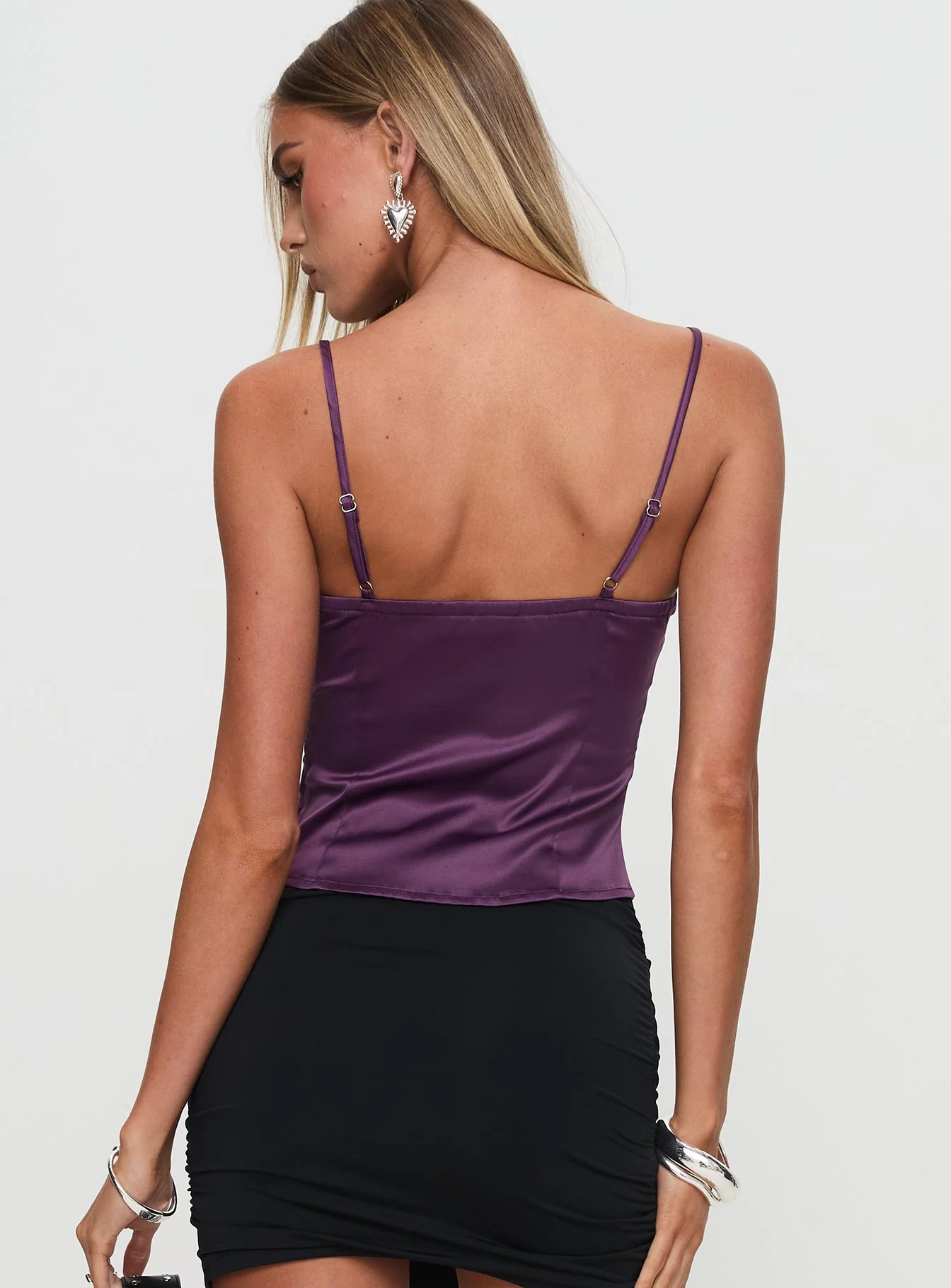 Marcelline Satin Top Plum