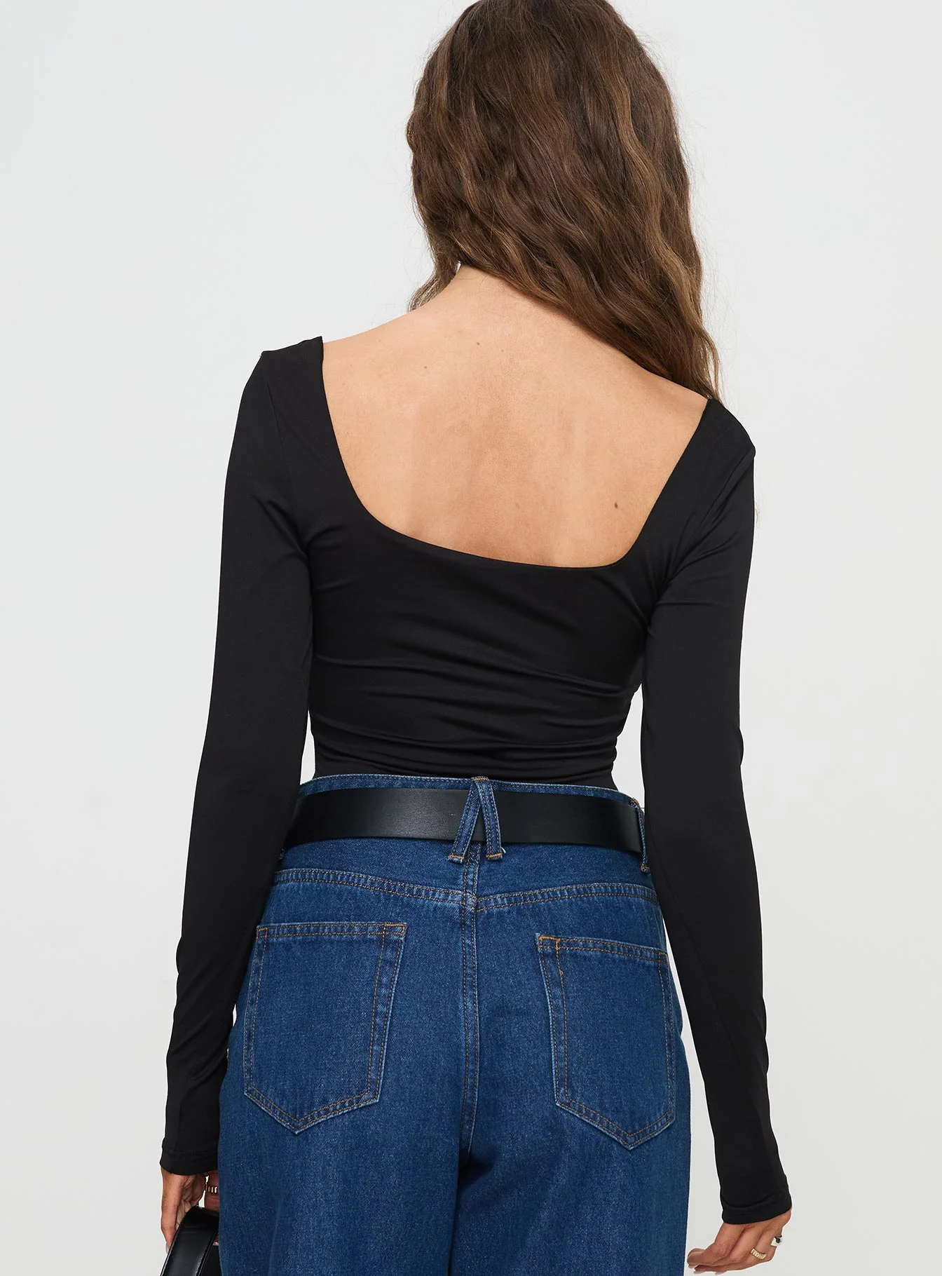 Peekaboo Long Sleeve Bodysuit Black