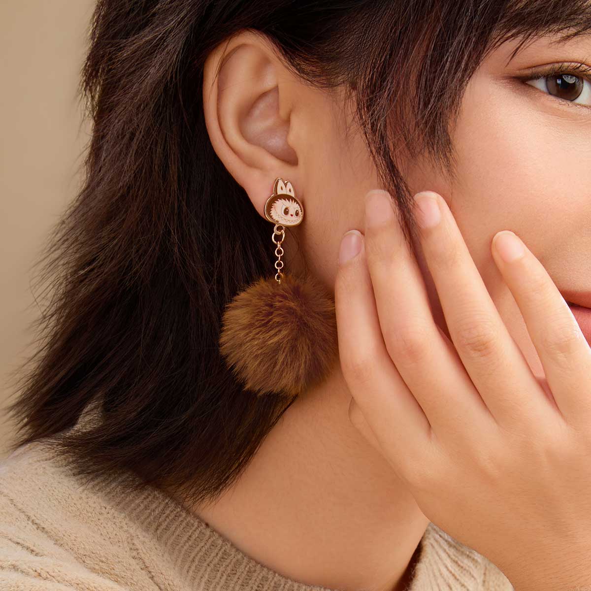 Warm Fluffy Holiday Series-LABUBU Pompom Earring