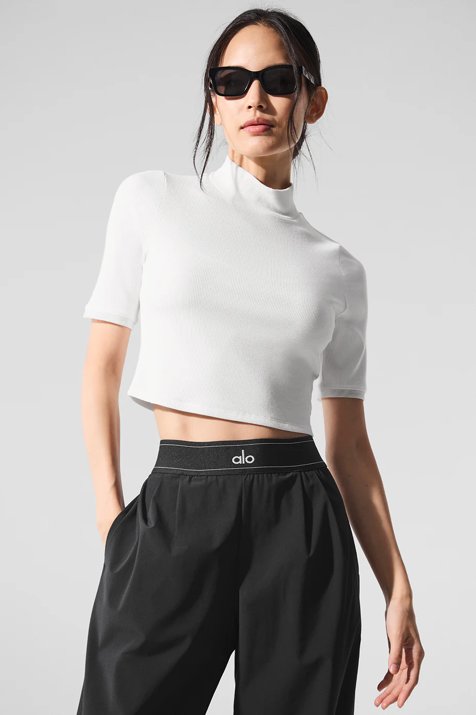 Ribbed Mesh Secret Short Sleeve - White