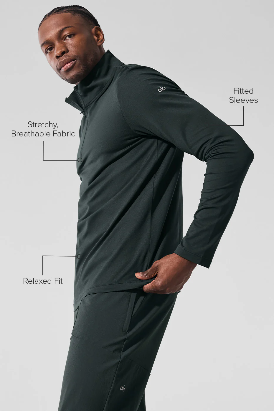 Conquer 1/4 Zip Reform Long Sleeve - Charcoal Green