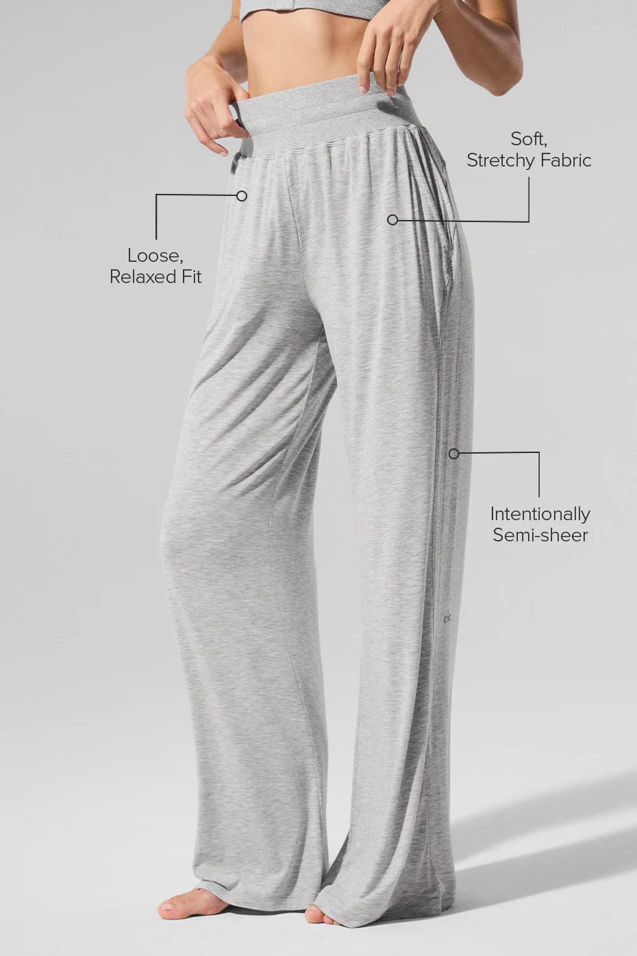 Semi-Sheer Delicate Lounge Flare Pant - Athletic Heather Grey