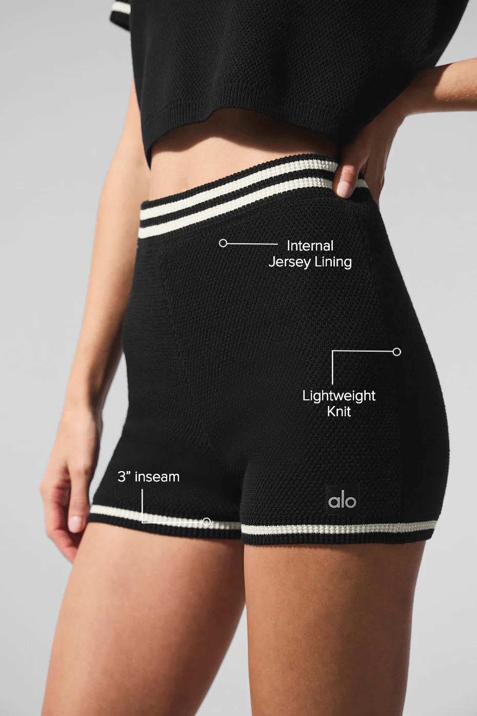 Tennis Club Sweater Knit Hot Short - Black/Ivory