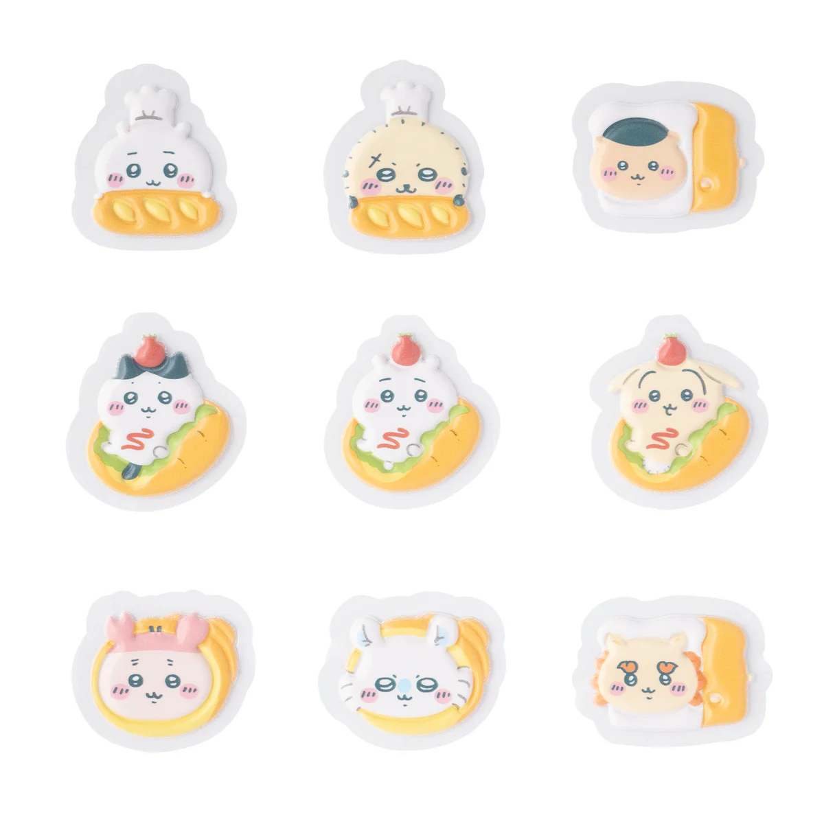 Chiikawa Bakery Puffy Flake Stickers (Everyone with Various Bread)