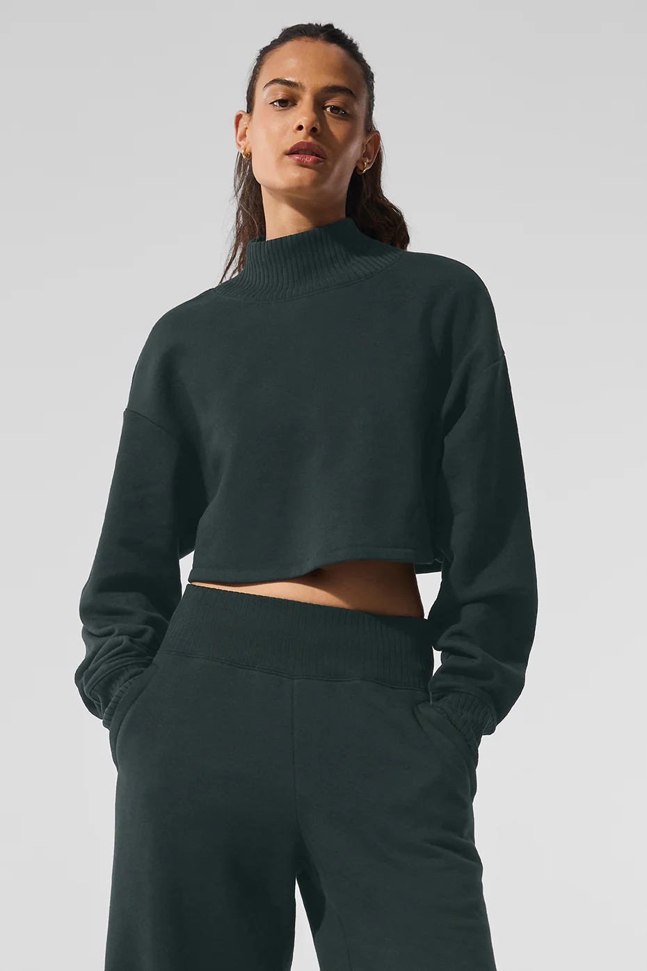 Cropped Serenity Coverup - Charcoal Green