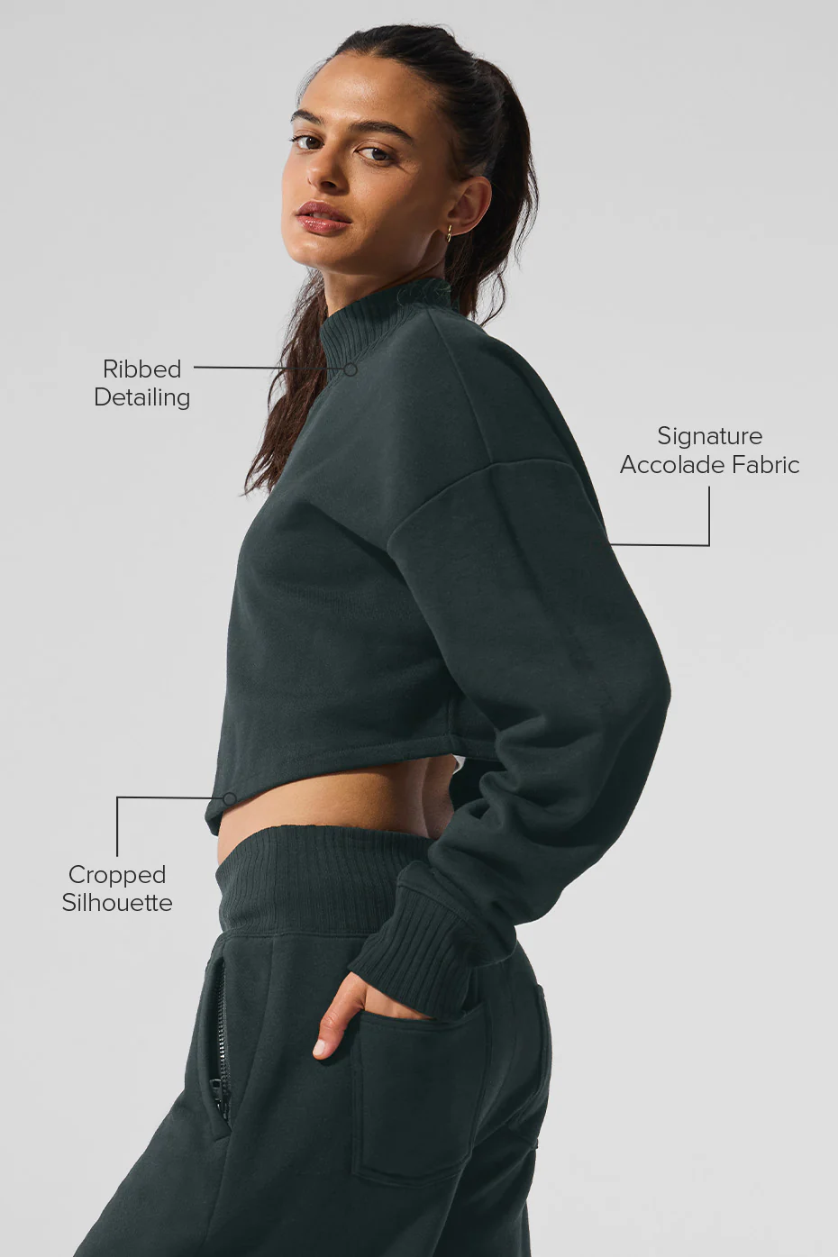 Cropped Serenity Coverup - Charcoal Green
