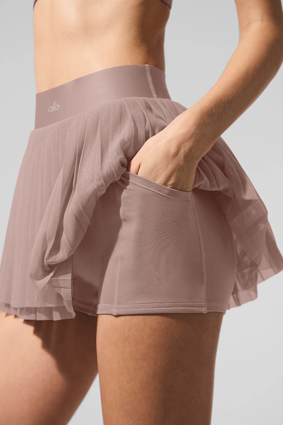 Mesh Baseline Tennis Skirt - Taupe