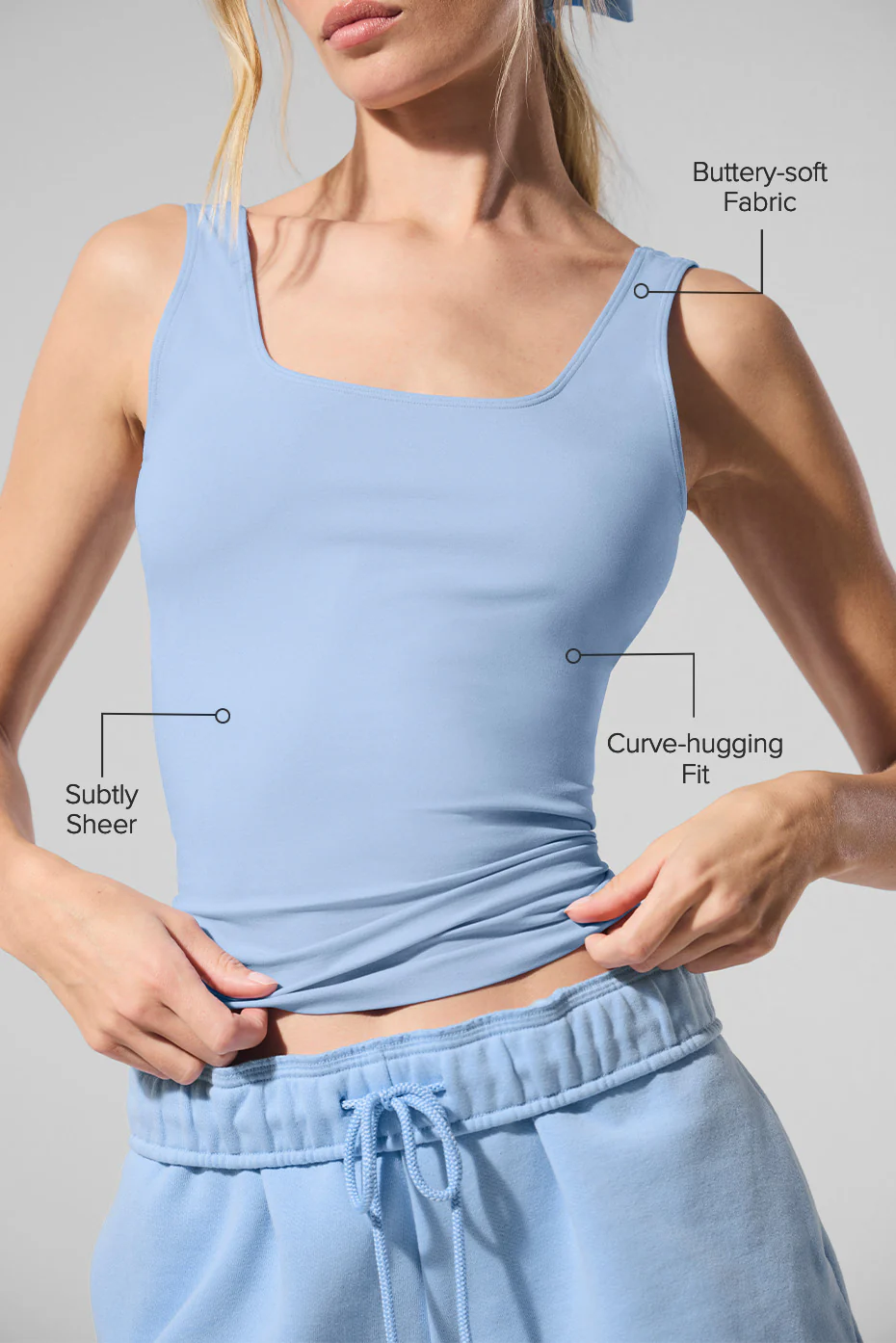 Sheer Glow Tank - Seashell Blue