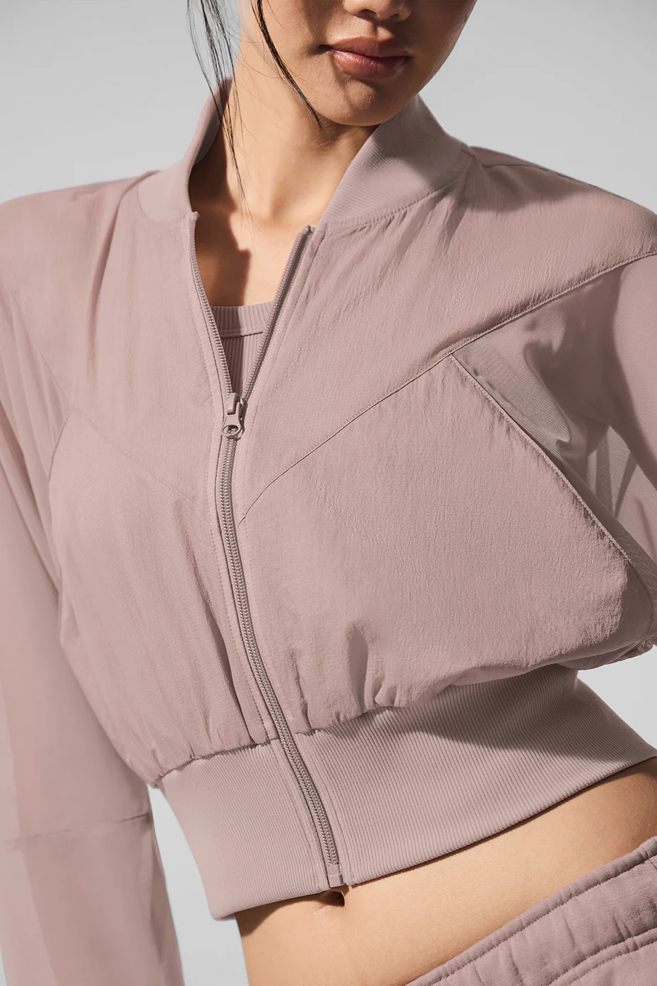 Cropped Air It Out Bomber - Taupe