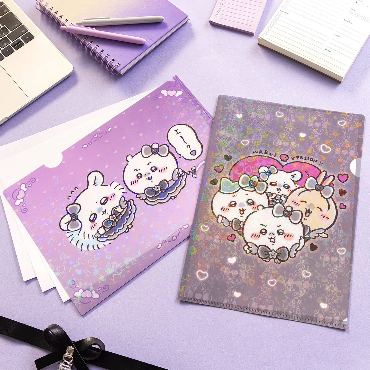 Chiikawa Magical Chiikawa Evil Version Holographic Clear File (Chiikawa & Momonga)