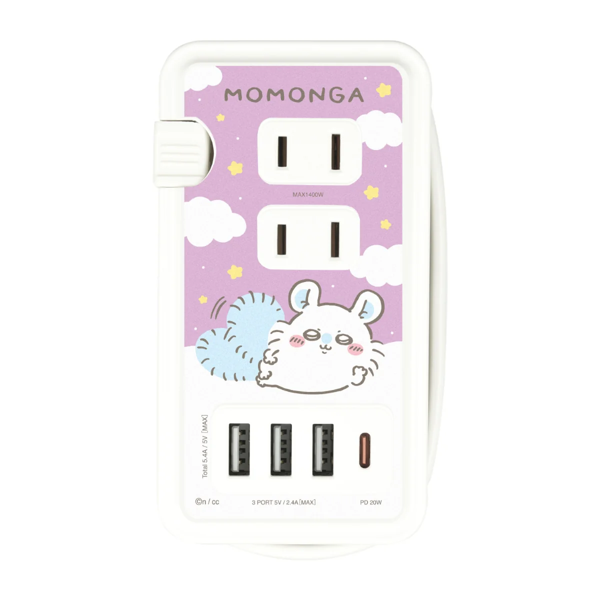 Chiikawa AC Tap with USB/USB Type-C (Momonga)