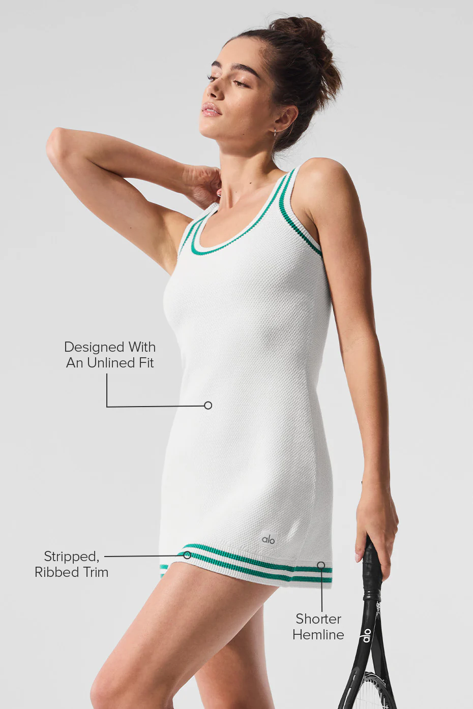 Tennis Club Sweater Knit Dress - White/Spruce Green