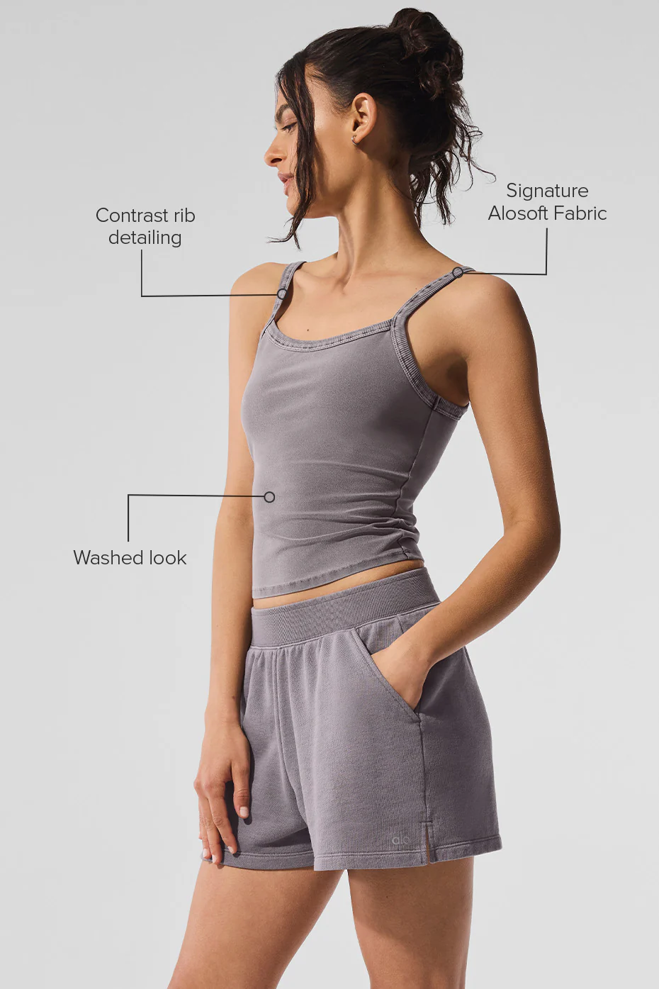 Washed Alosoft Sweet Talker Tank - Cool Grey Wash