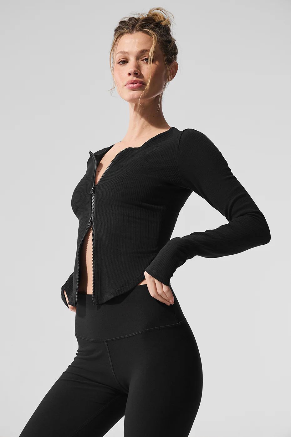 Ribbed Stardust Long Sleeve - Black