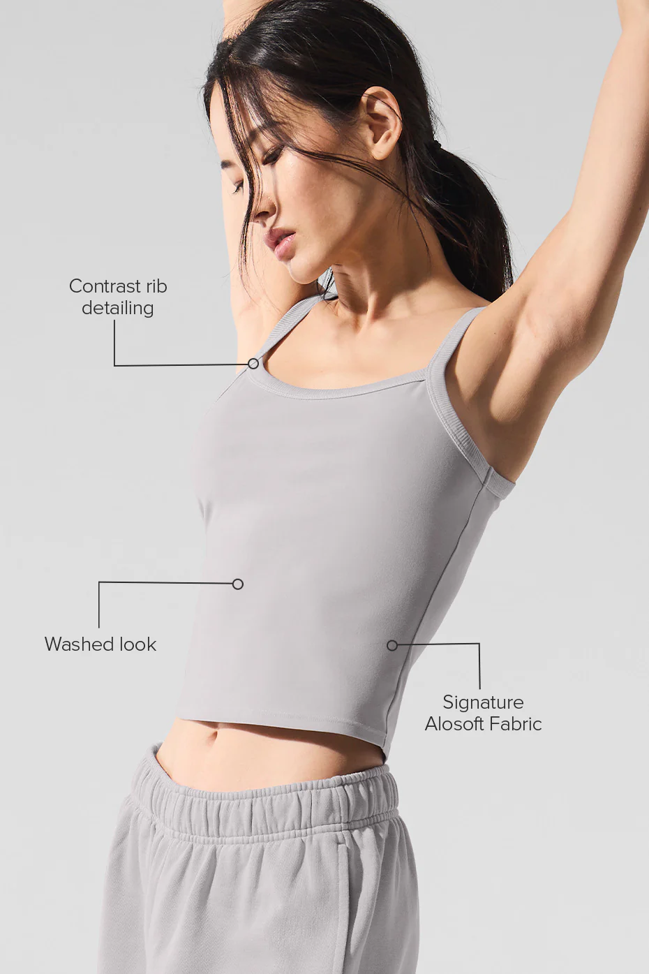 Washed Alosoft Sweet Talker Tank - Grey Sky Wash