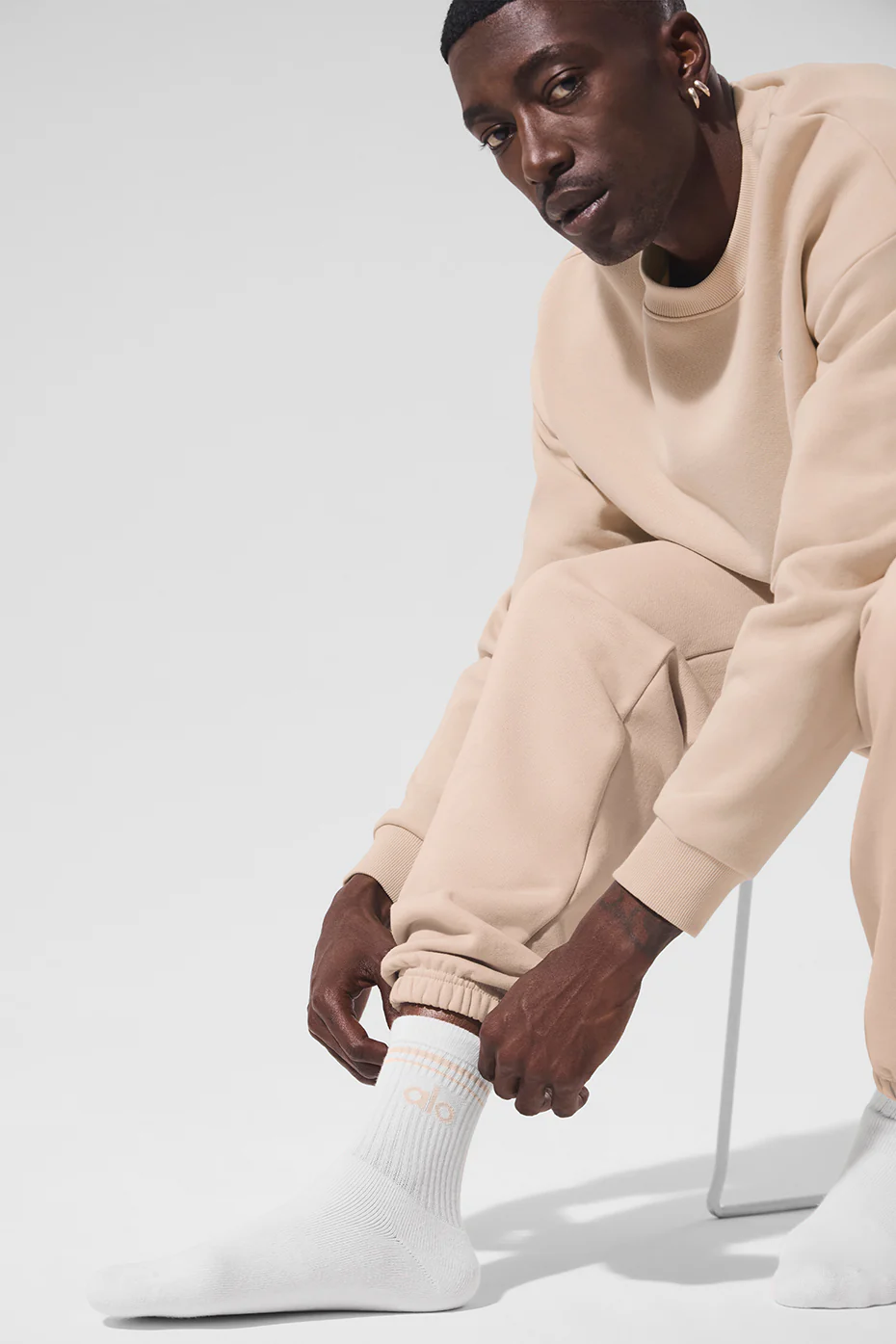 Unisex Half-Crew Throwback Sock - White/Macadamia