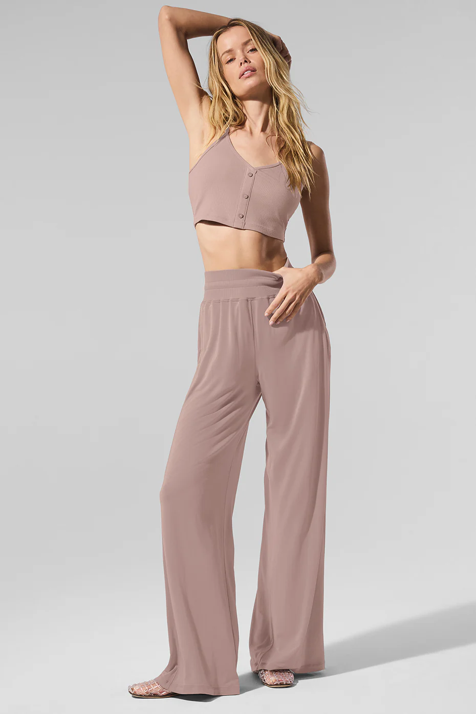 Ribbed Delicate Lounge Tank - Taupe