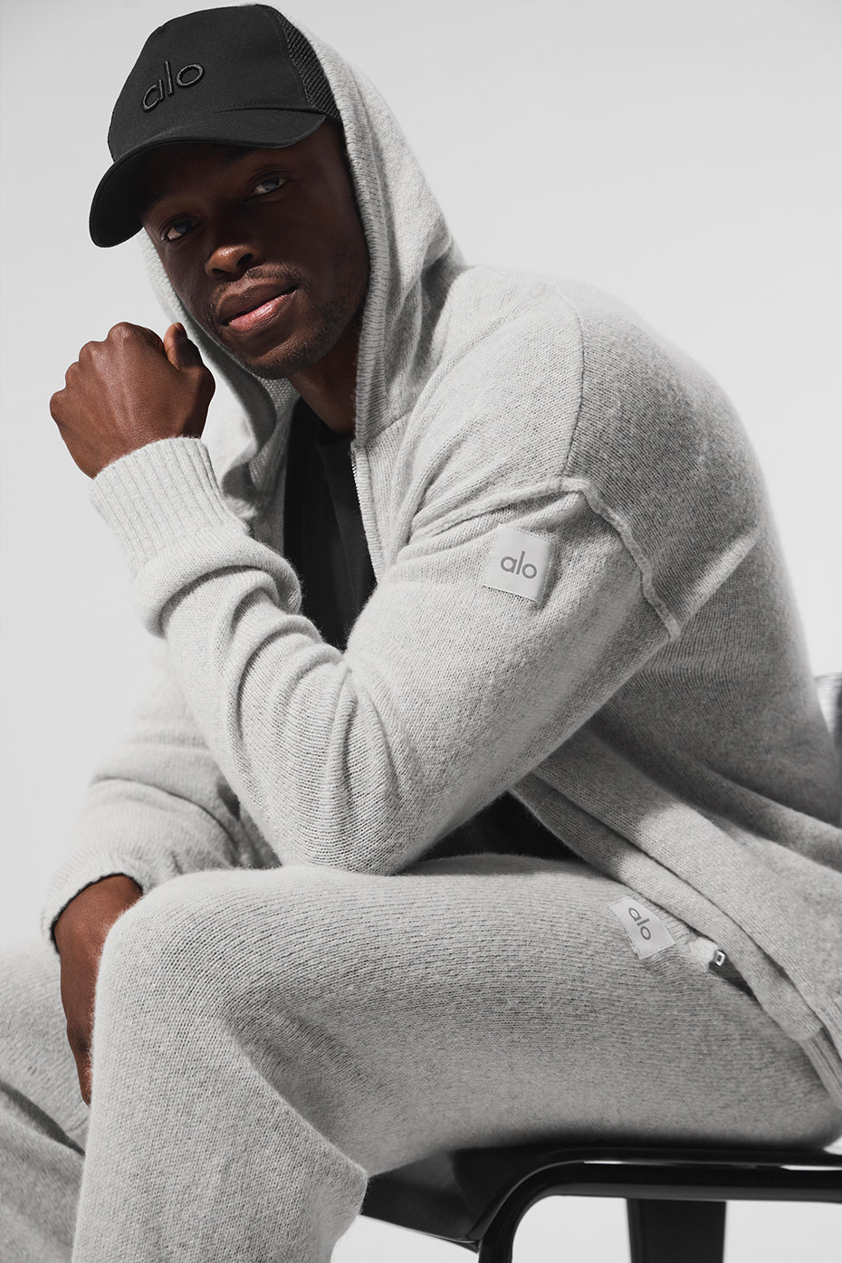 New Class Cashmere Full Zip Hoodie - Pearl Grey Heather