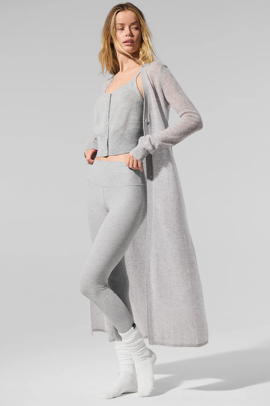 Sheer Cashmere Long Cardigan - Athletic Heather Grey
