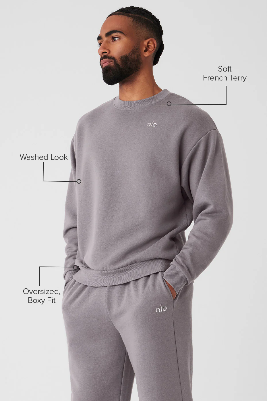 Washed Accolade Crew Neck Pullover - Cool Grey Wash