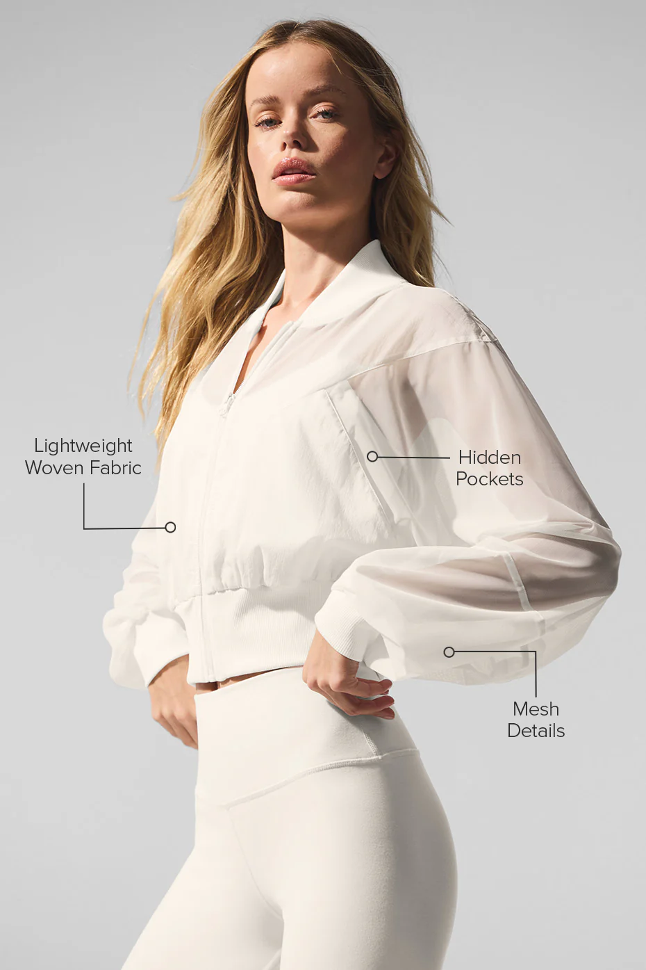 Cropped Air It Out Bomber - Ivory