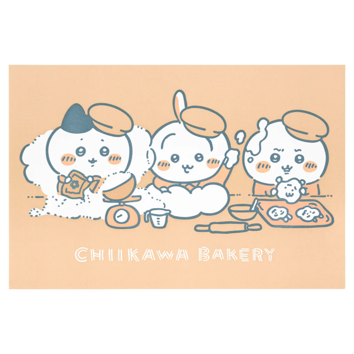 Chiikawa Bakery Letterpress Postcard (Baking Trio)