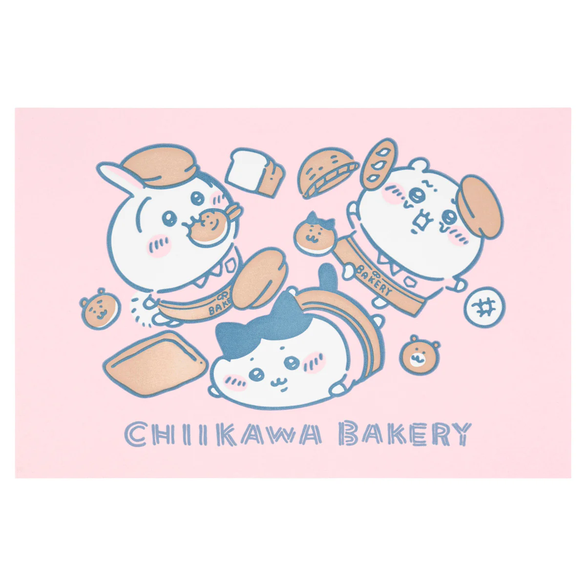 Chiikawa Bakery Letterpress Postcard (Tumbling Trio)