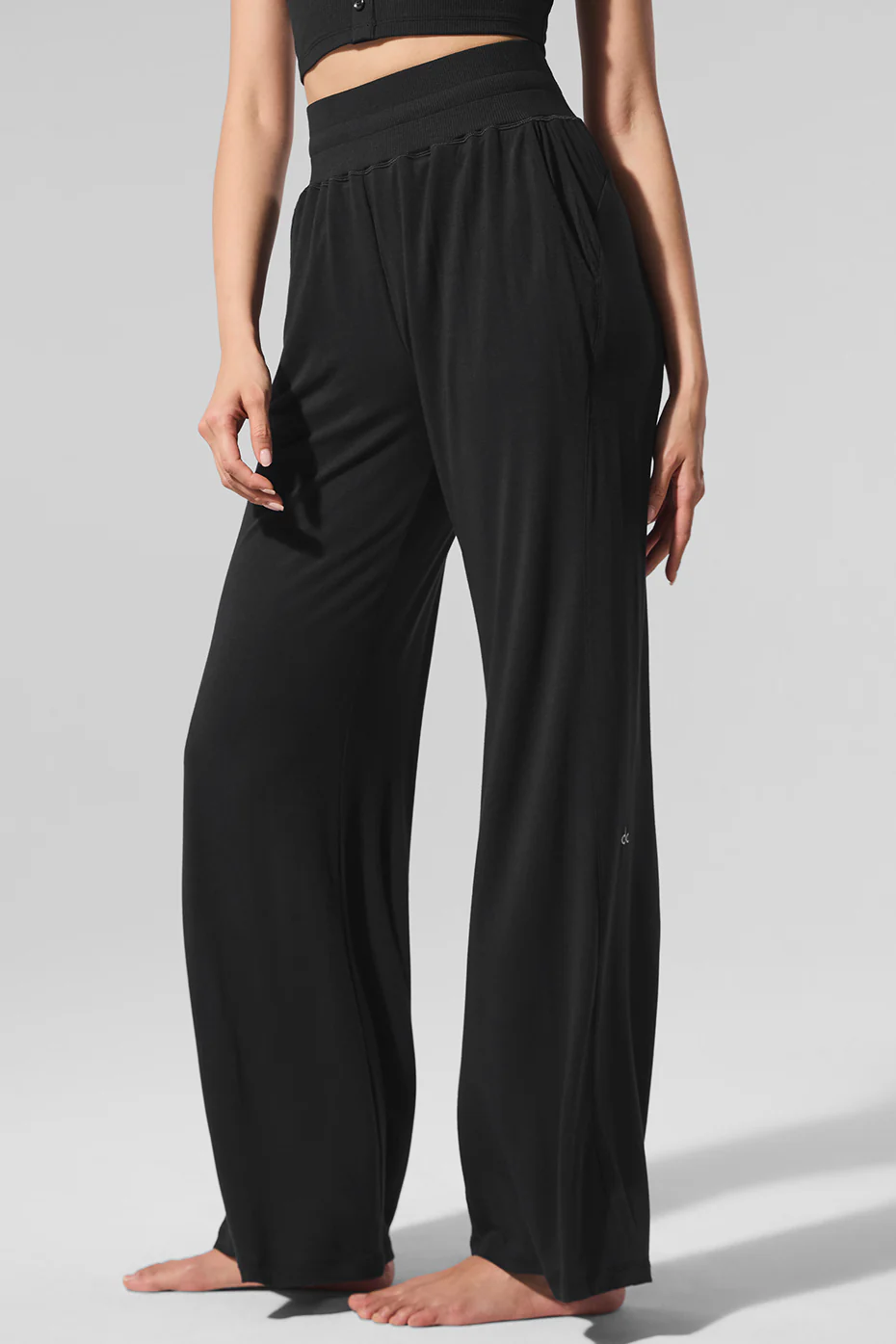 Semi-Sheer Delicate Lounge Flare Pant - Black