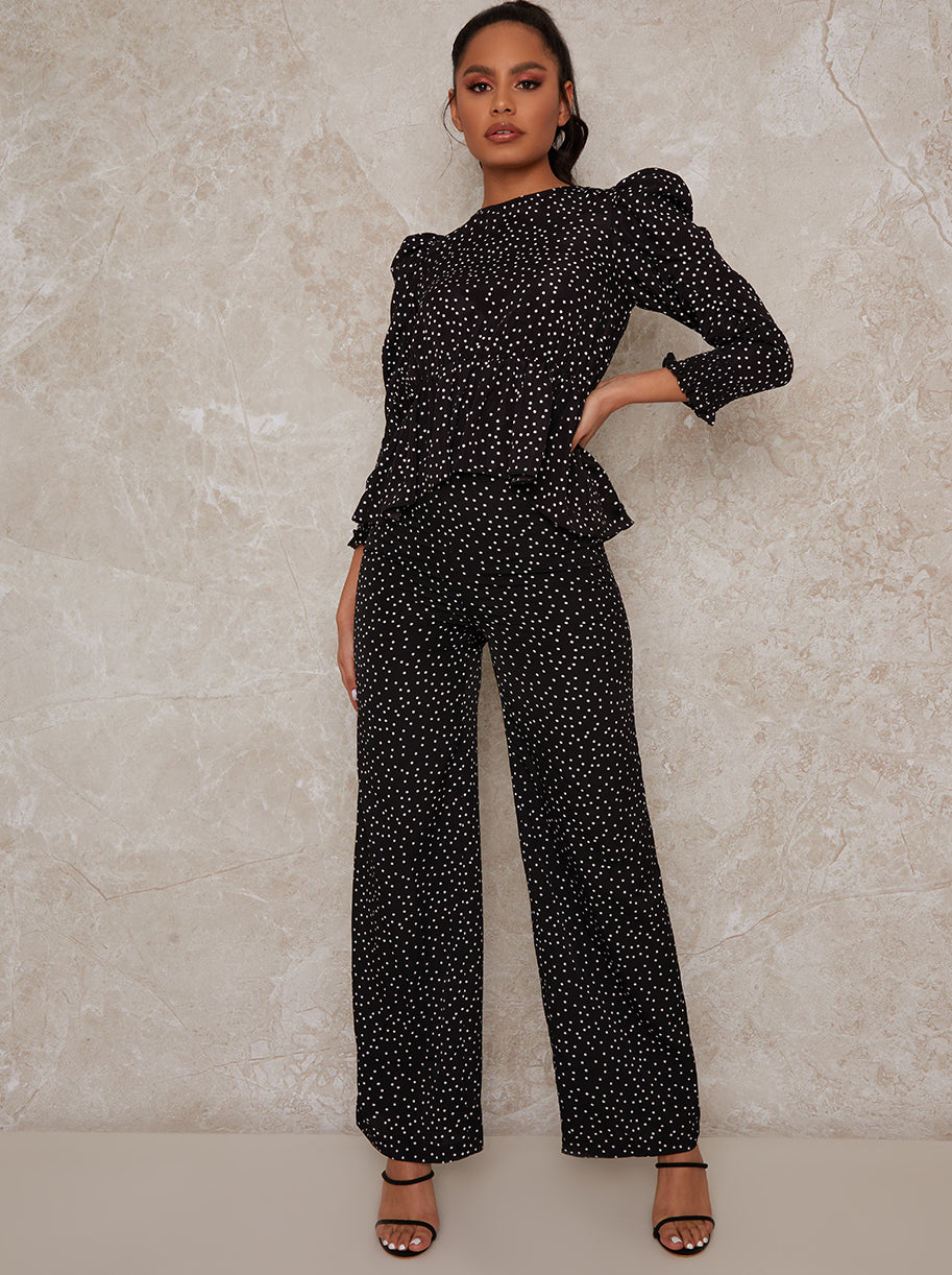 Polka Dot Peplum in Mono