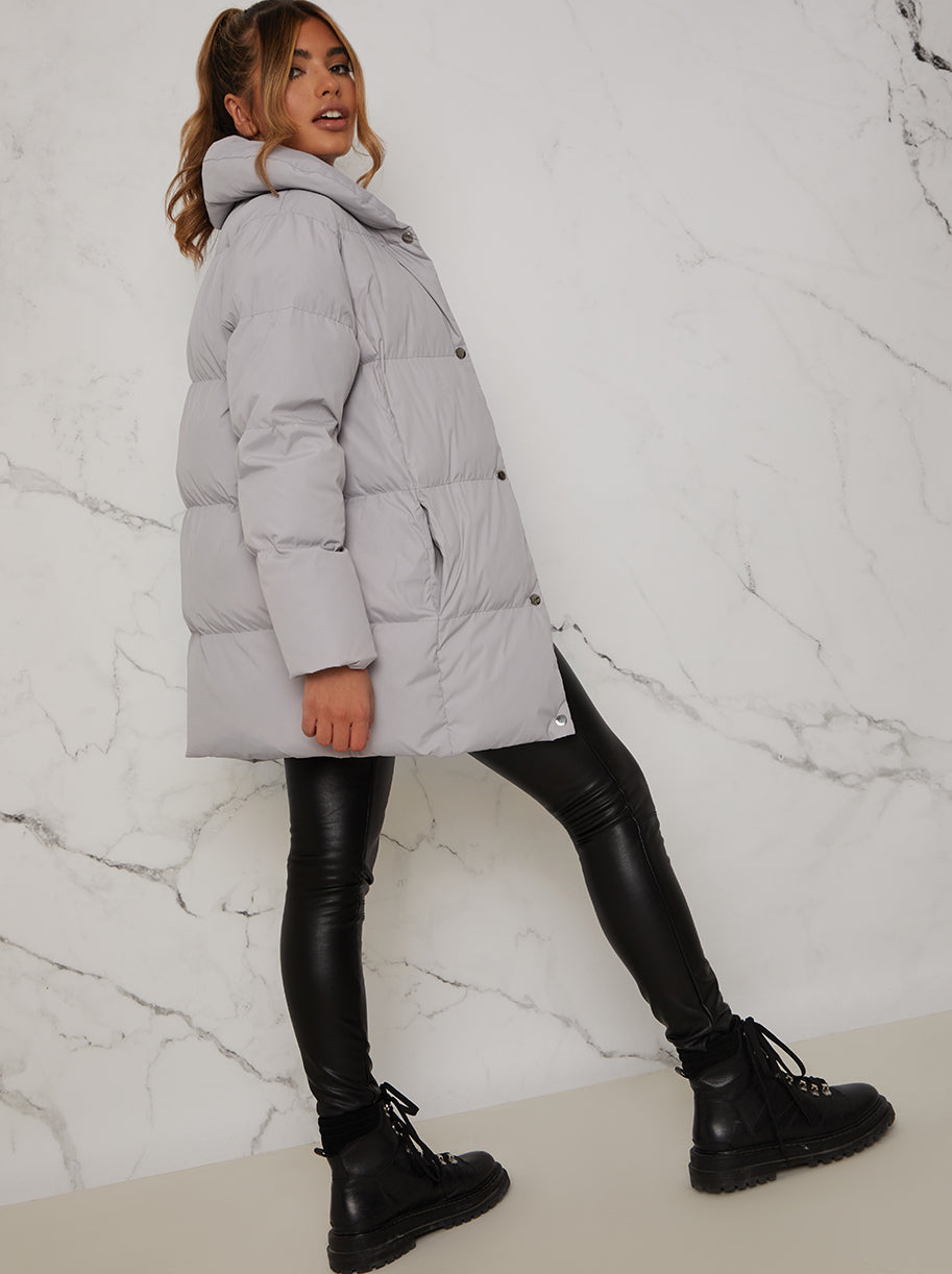 Padded Puffer Coat in Grey
