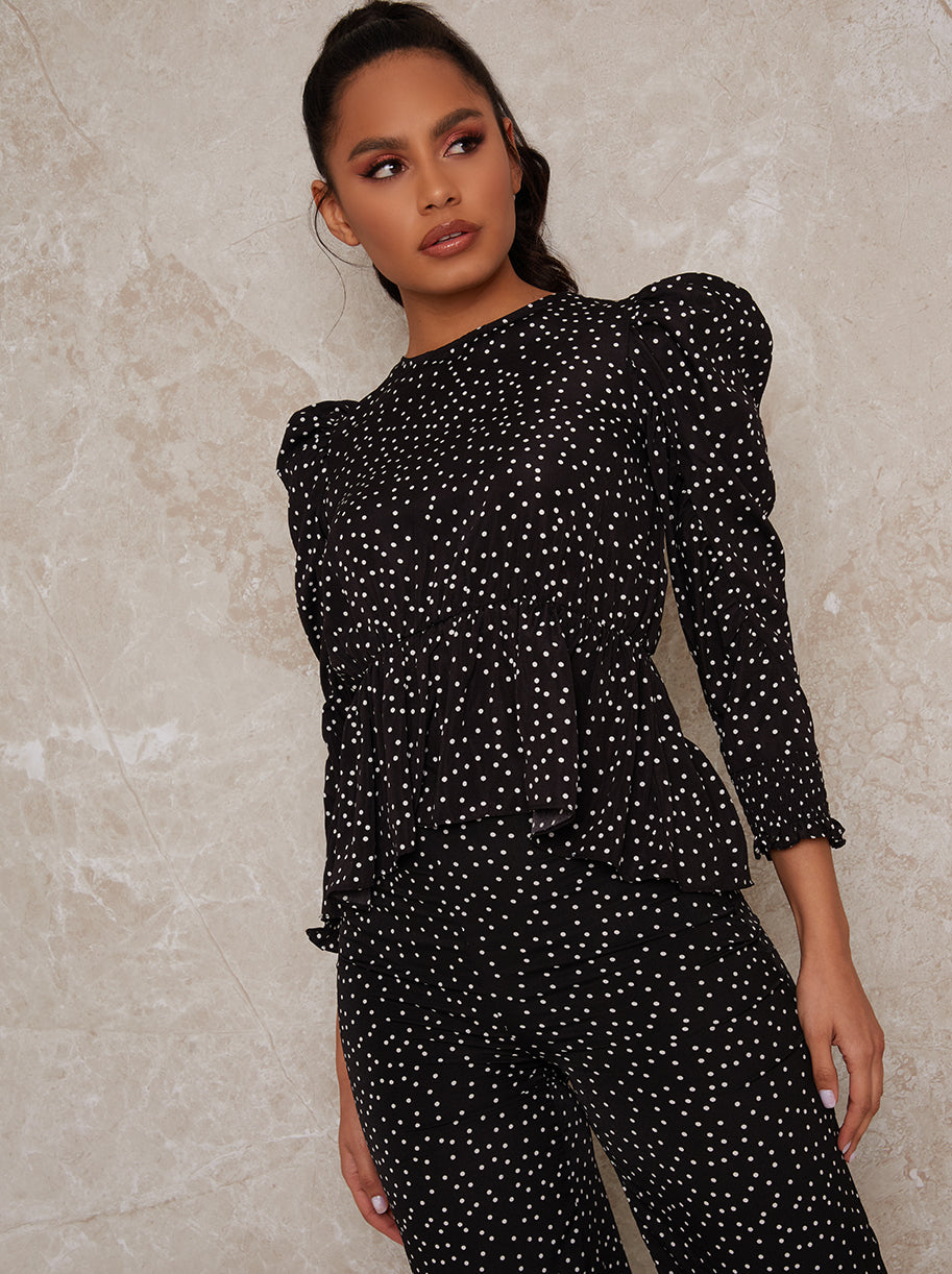 Polka Dot Peplum in Mono