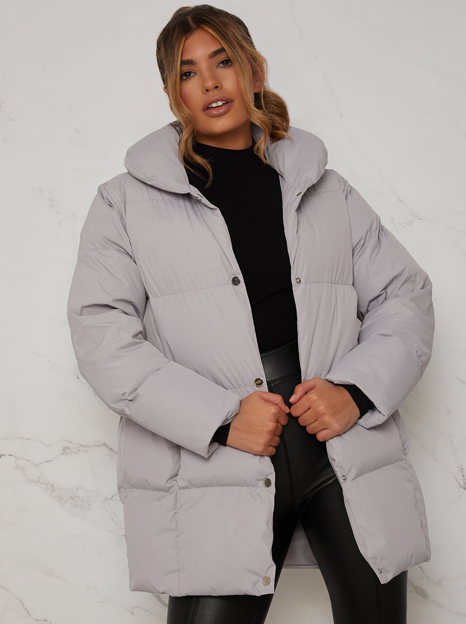 Padded Puffer Coat in Grey
