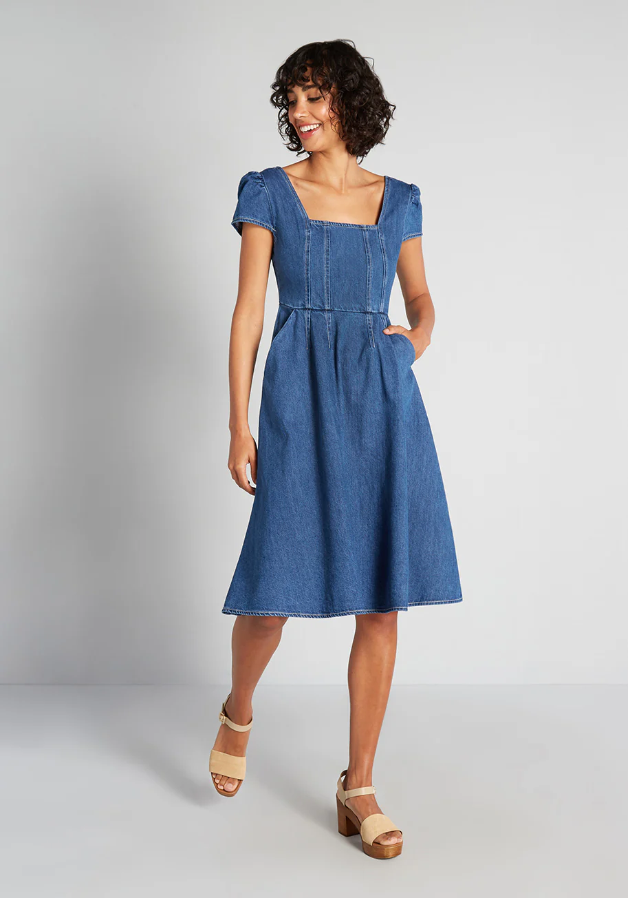 Days in the Countryside Denim Midi Dress