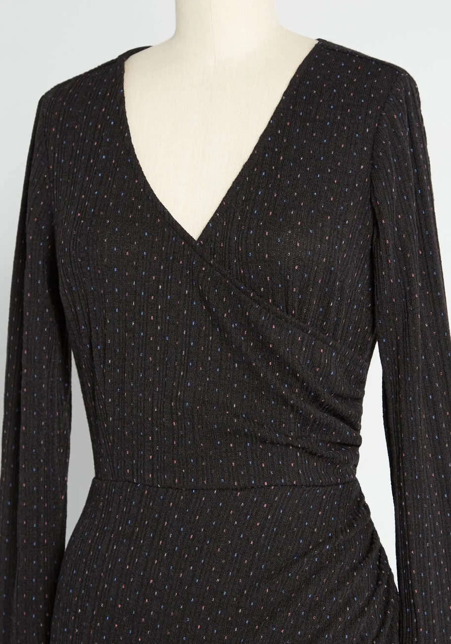 Knit on the Town Faux-Wrap Dress