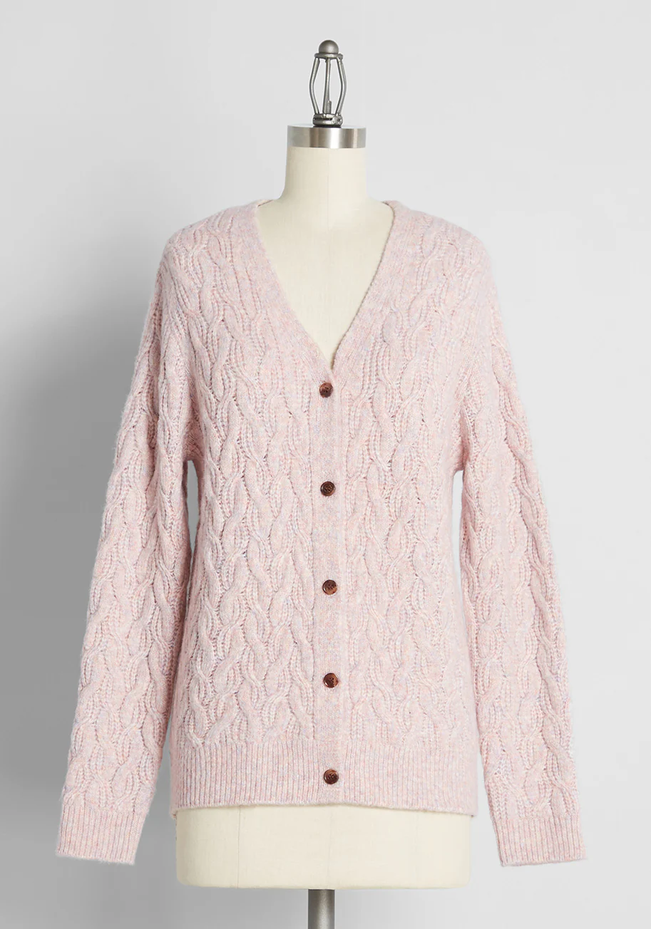 Pursuing What's Precious Collared Cable Knit Cardigan